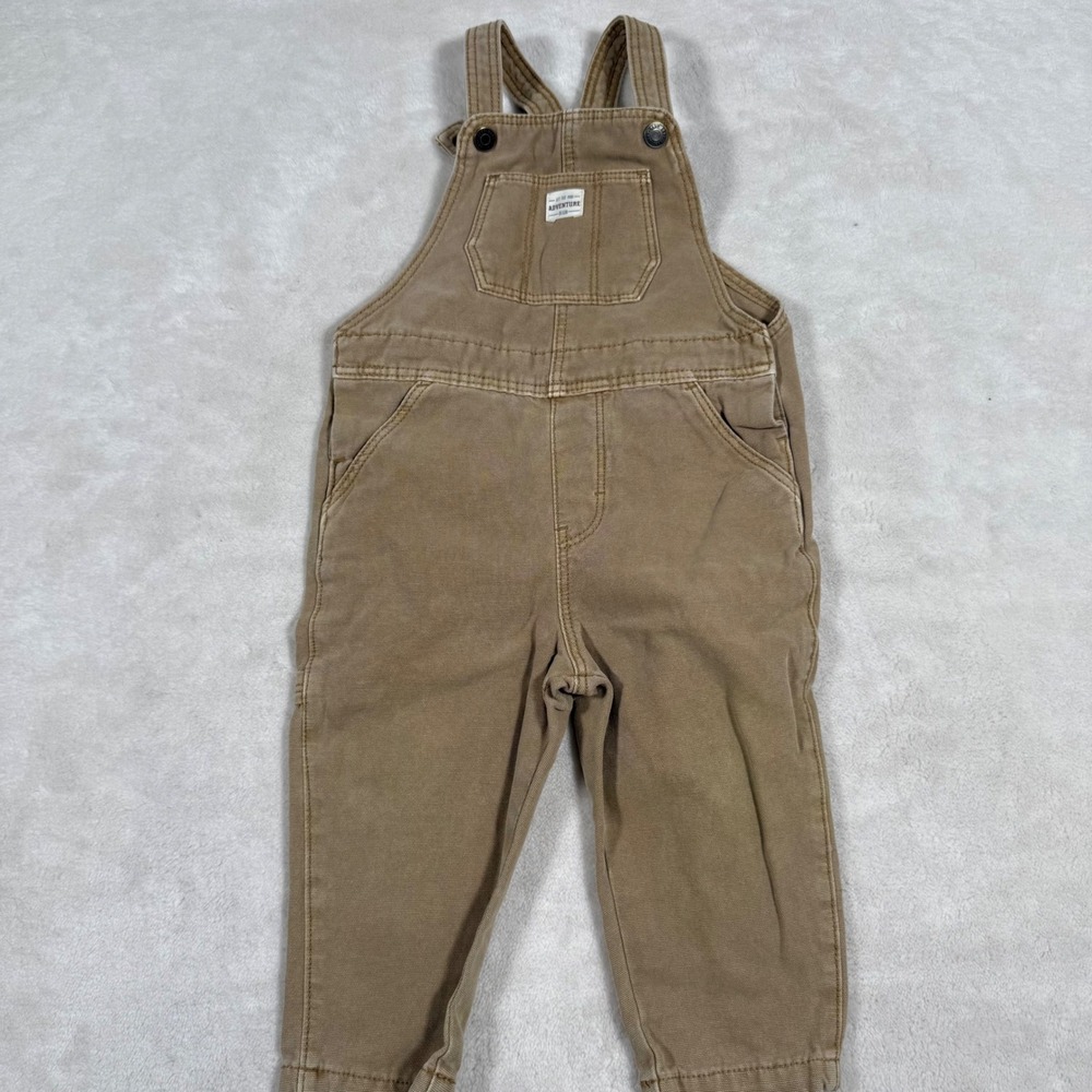 H M Kids Tan Canvas Workwear‎ Style Overalls Size 12 18 Months